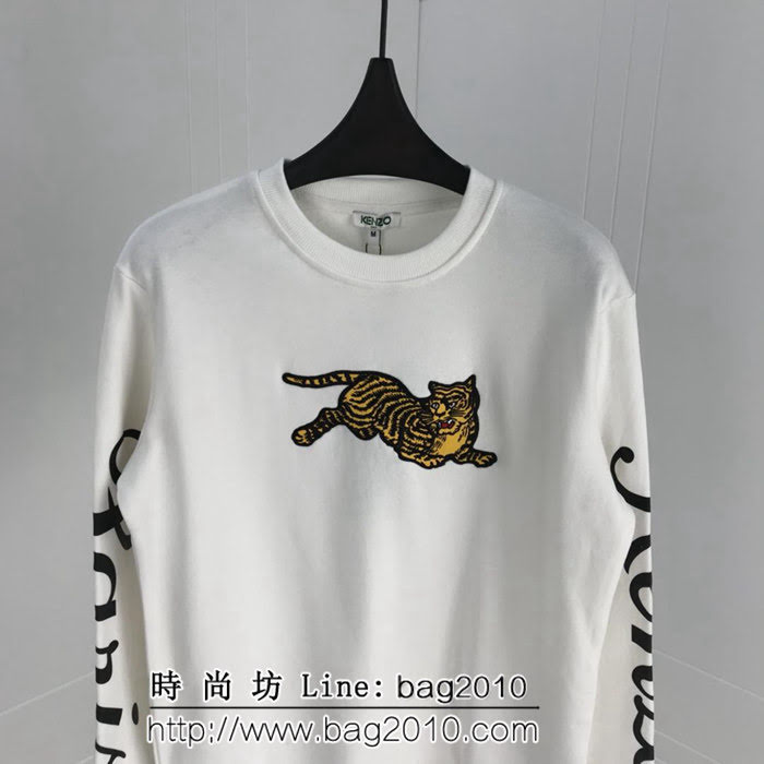 KENZO高田賢三 18ss秋冬新款 袖子品牌字母印花 刺繡老虎 男款衛衣  ydi1936